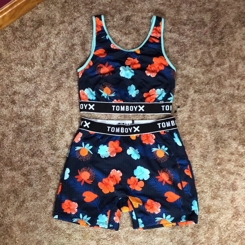 TomBoyX 2 Piece Floral Bathing Suit with bonus tank cover up